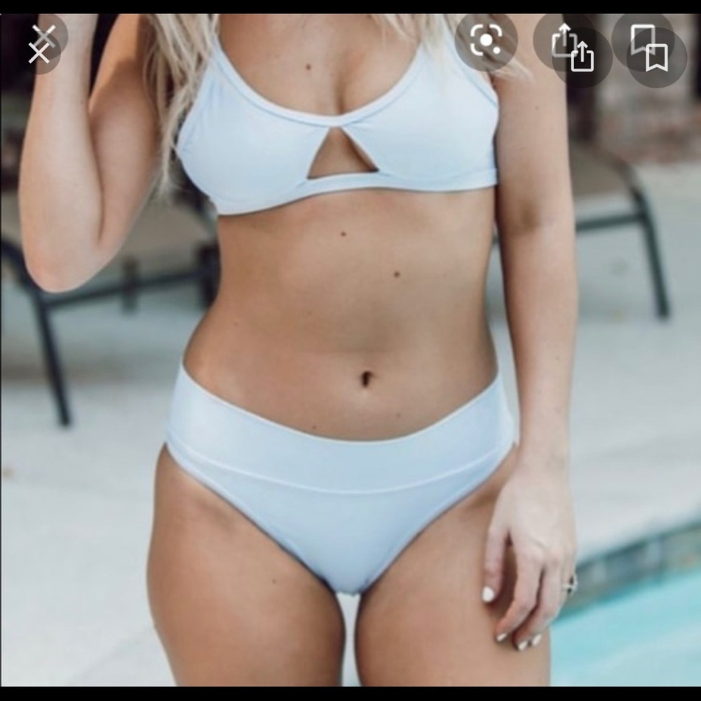 Kittenish Ice Blue High Waisted Cheeky Bikini